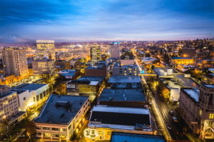 Nighttime Aerial View of Tacoma